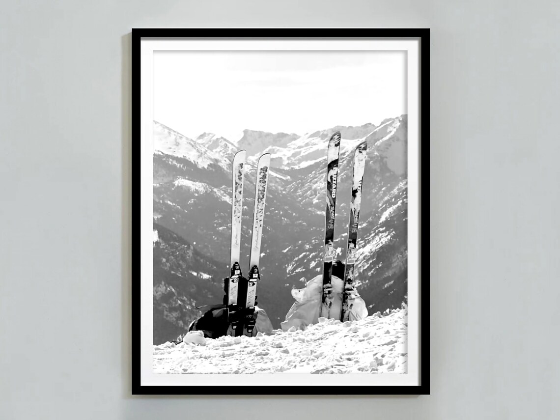 Vintage Apres Ski Photo Print, Black And White Skiing