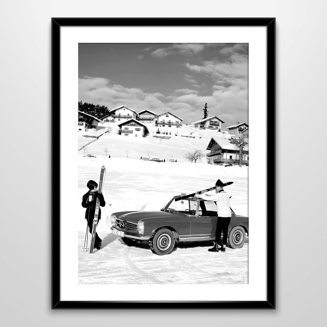 Vintage Apres Ski Poster, Black and White Ski Lodge Decor - Image 3