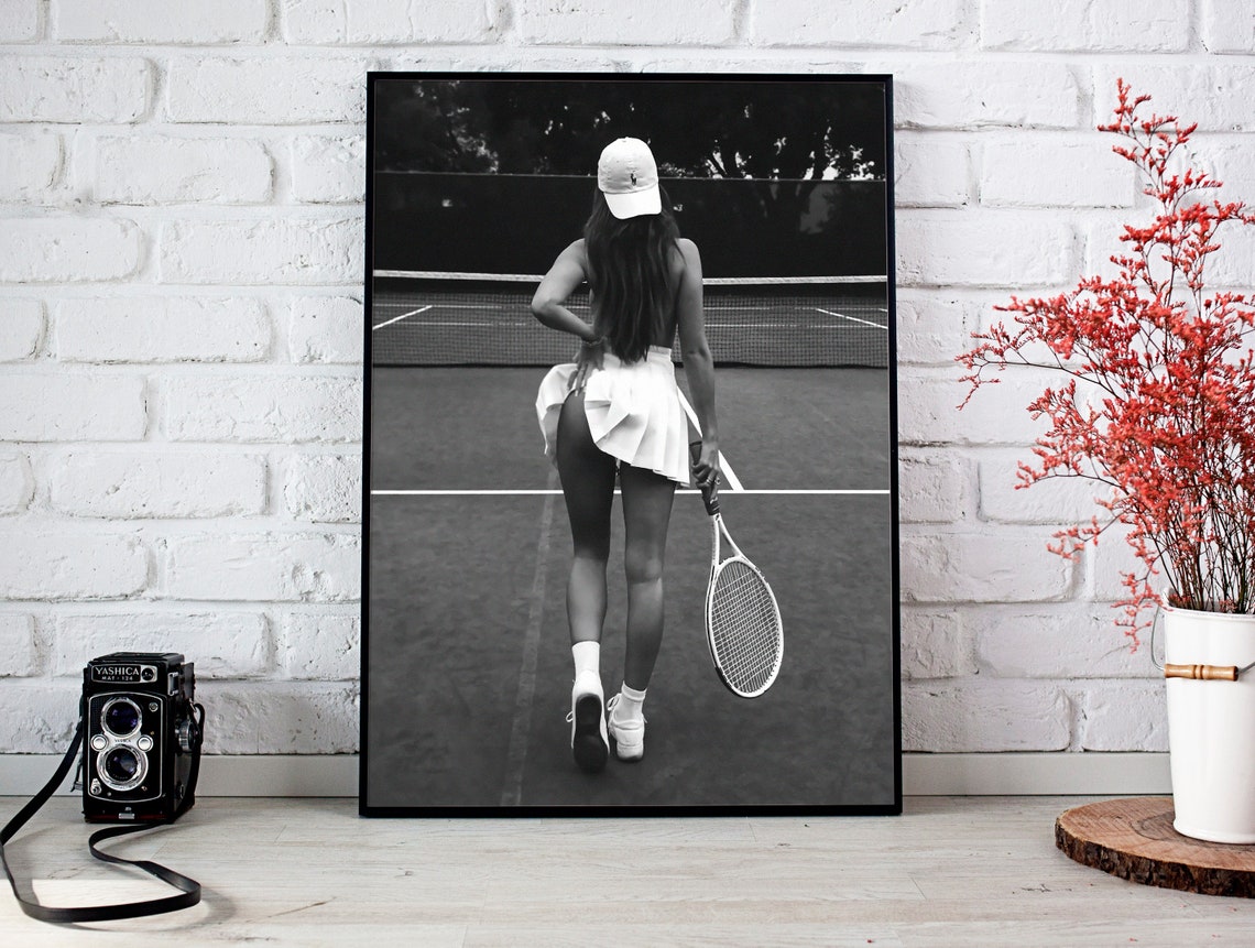 Tennis Girl Poster Black And White Vintage Photo Funny Wall Art Feminist Print Teen Girl Bedroom Decor Sports Poster - Image 3