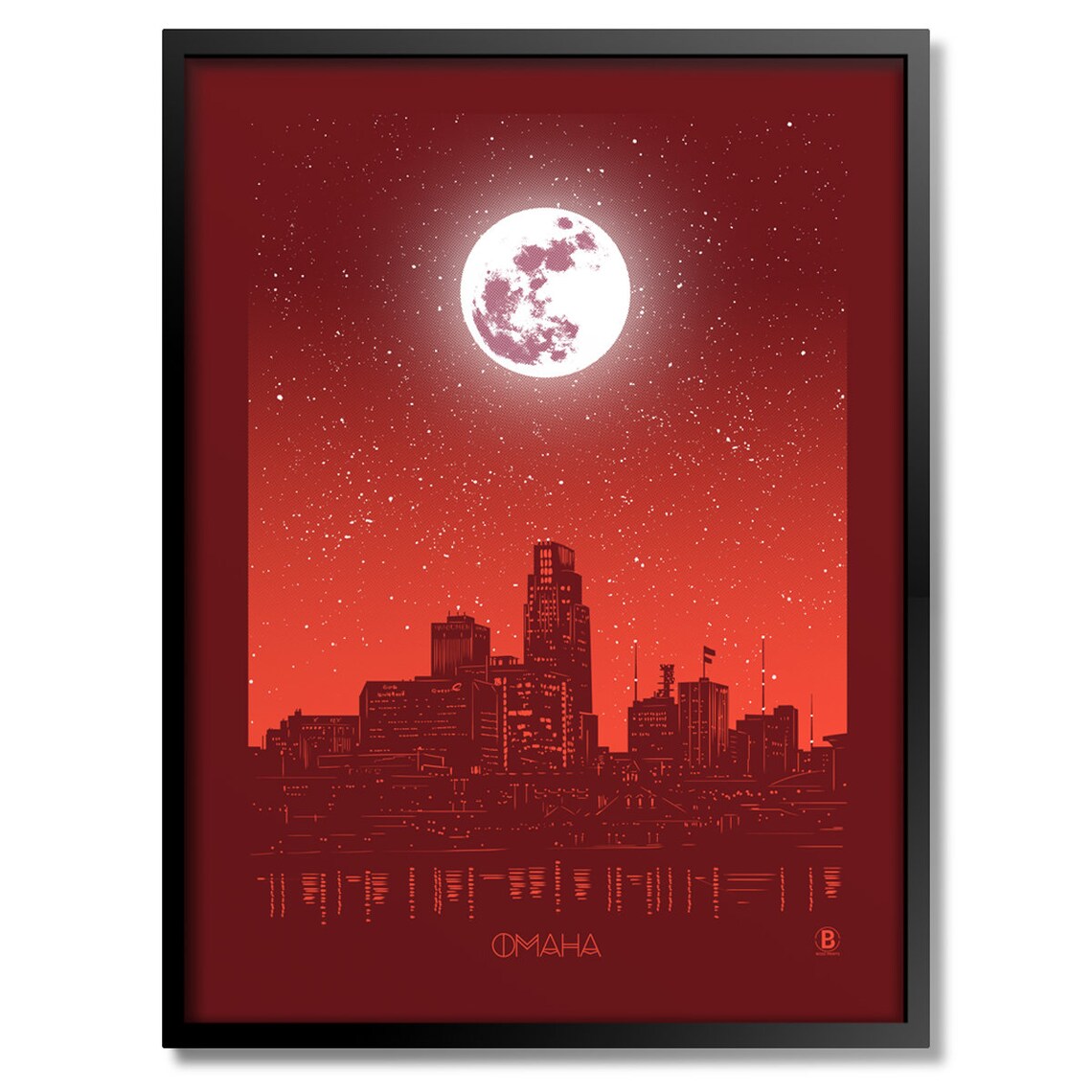 Omaha Moon Art Print, Celestial Decor