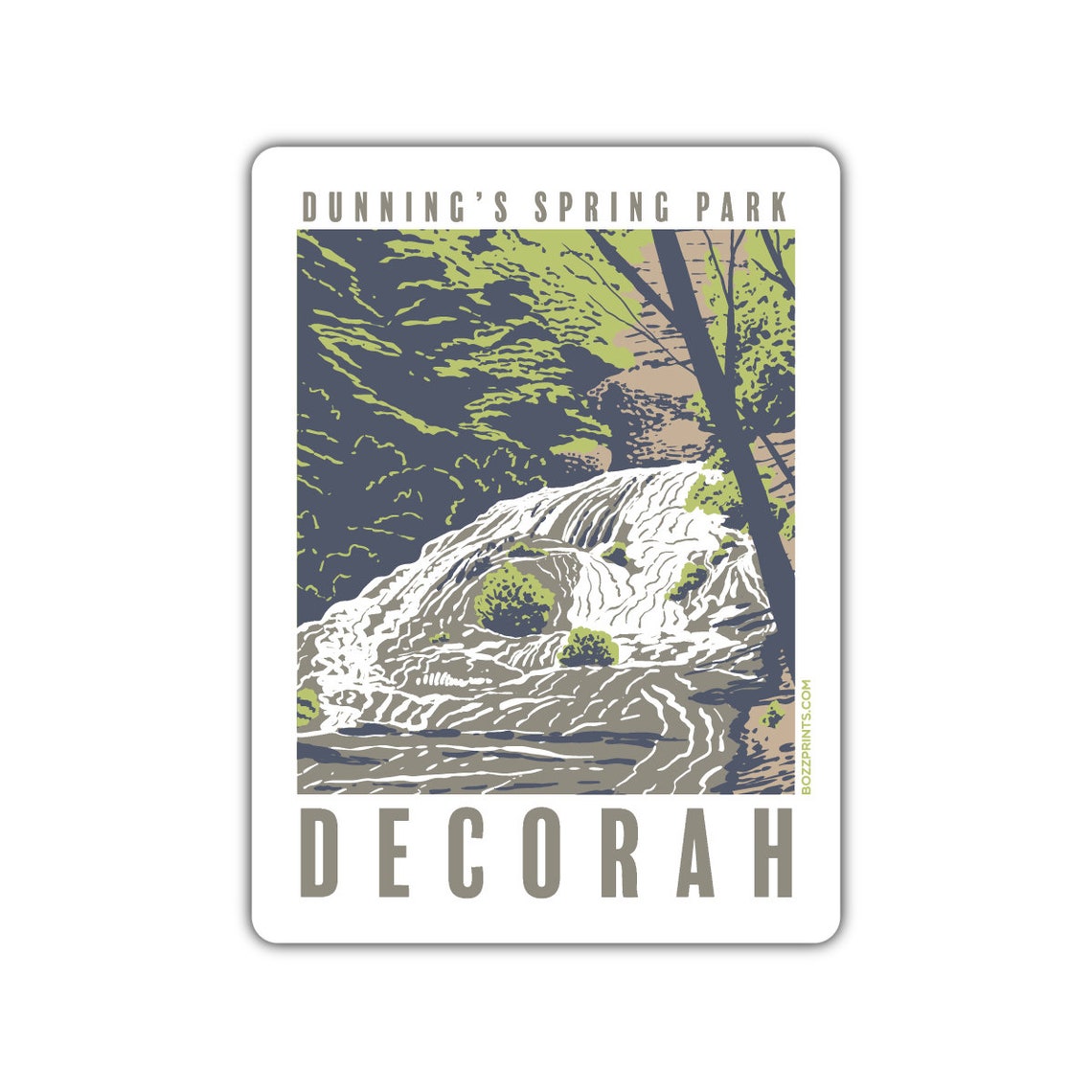 Dunnings Spring Park Waterfall Decorah Iowa Retro Travel Poster