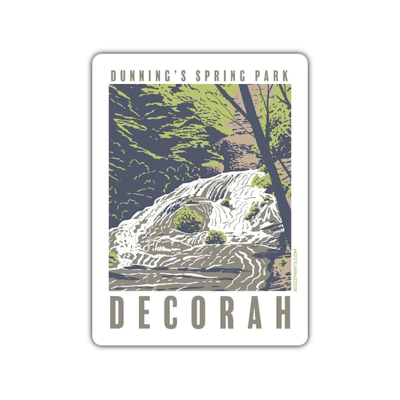 Dunnings Spring Park Waterfall Decorah Iowa Retro Travel Poster