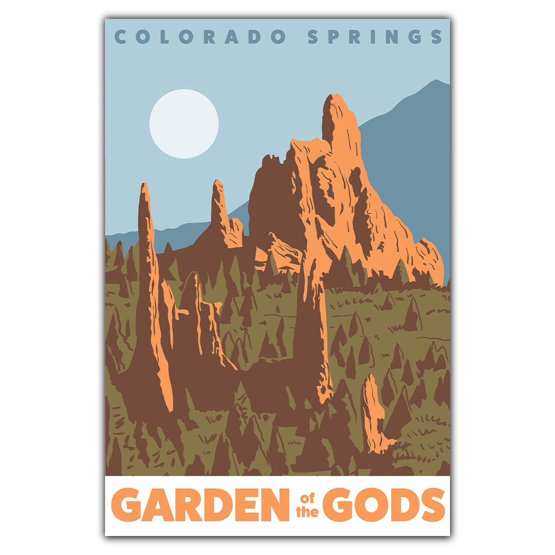 Garden Of The Gods Travel Poster, Scenic Landmark