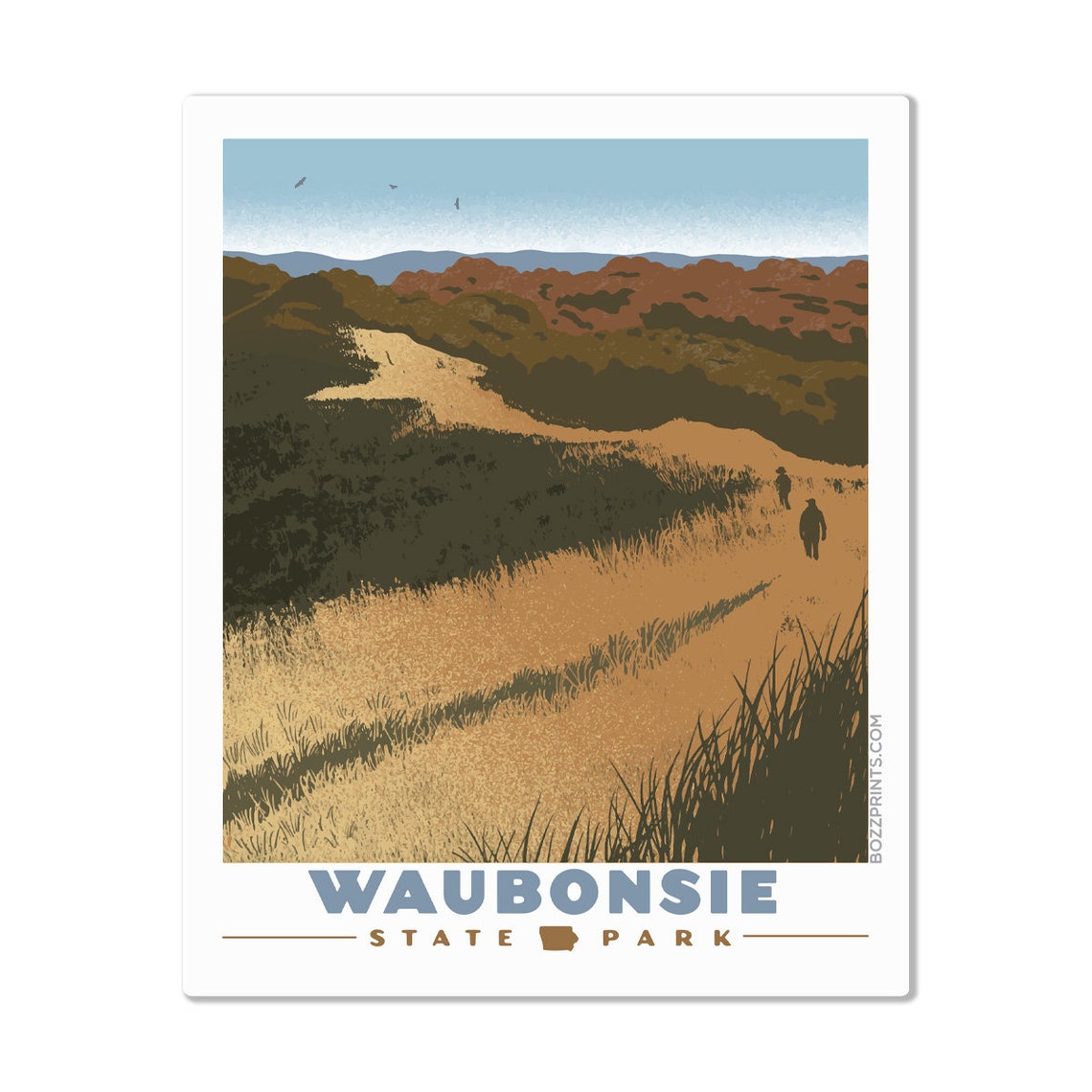 Waubonsie State Park Trail Hikers Vintage Travel Park Art Poster