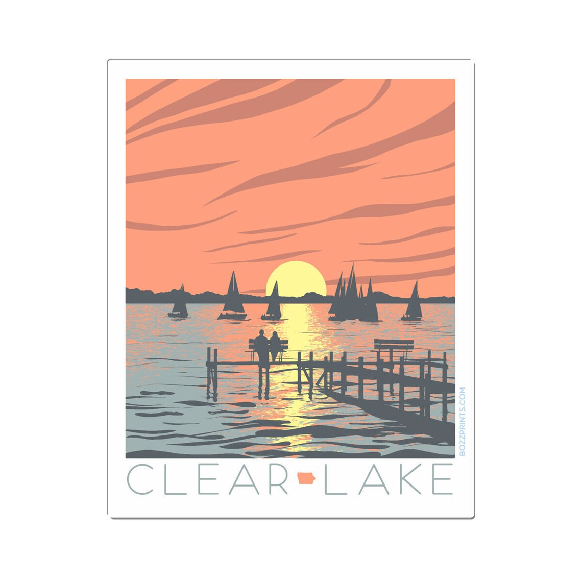 Clear Lake Sunset Art Print, Nature Landscape