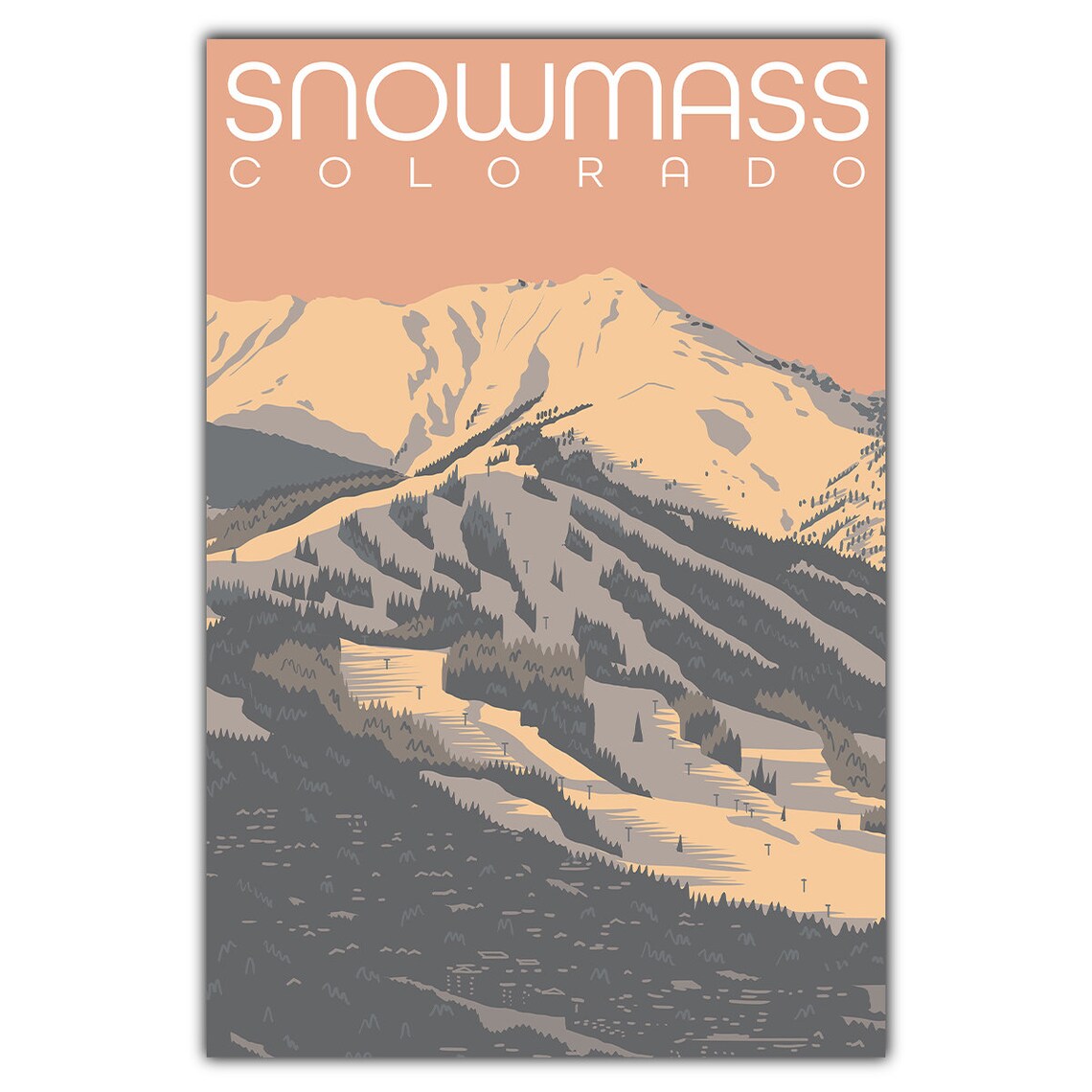 Snowmass Colorado Travel Poster, Postcard Style