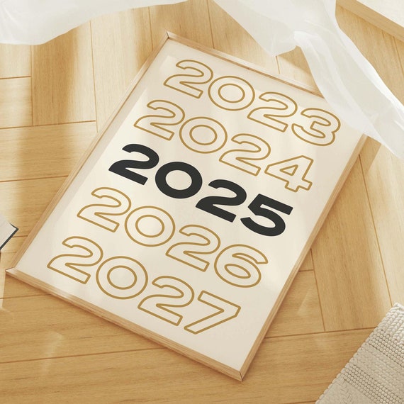2025 New Year Print Art Black And Gold New Years Eve Print Cute Holiday Wall Decorations New Years Wall Art