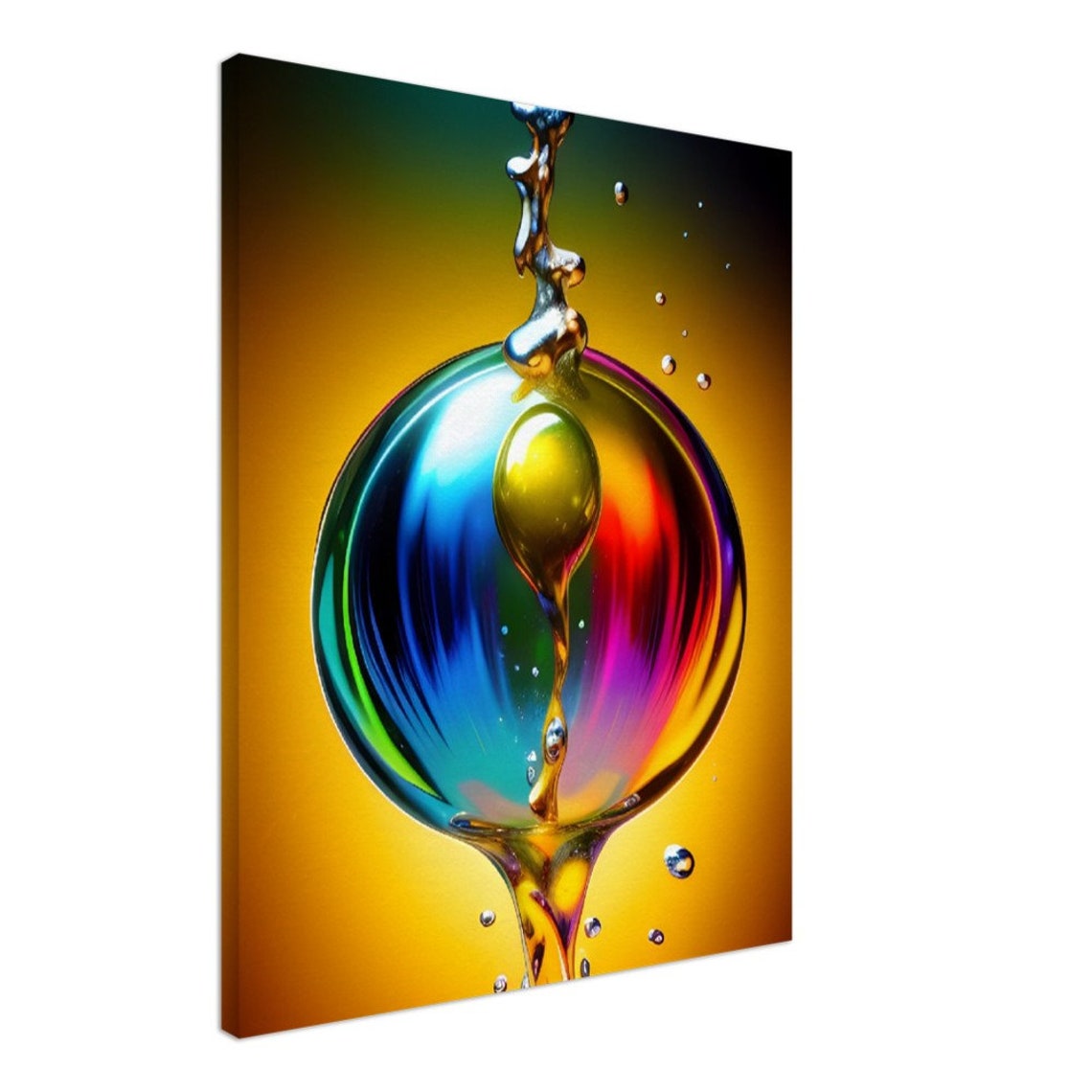 Rainbow Glass Bubble Amber Gold Abstract Liquid Paint Art Poster - Image 2