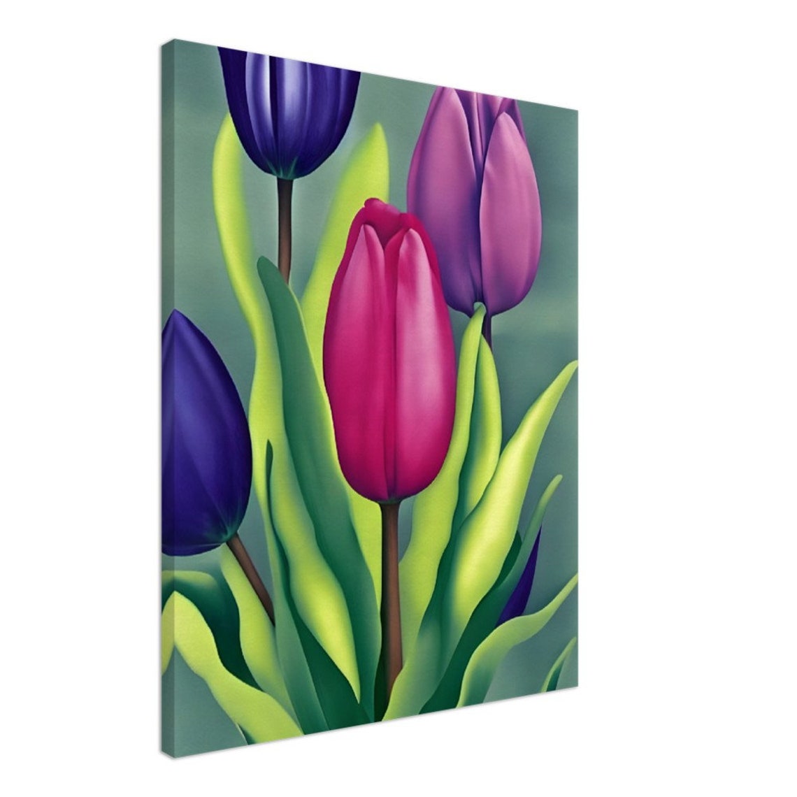 Vibrant Pink Purple Tulips Blooming Spring Floral Art Poster - Image 2
