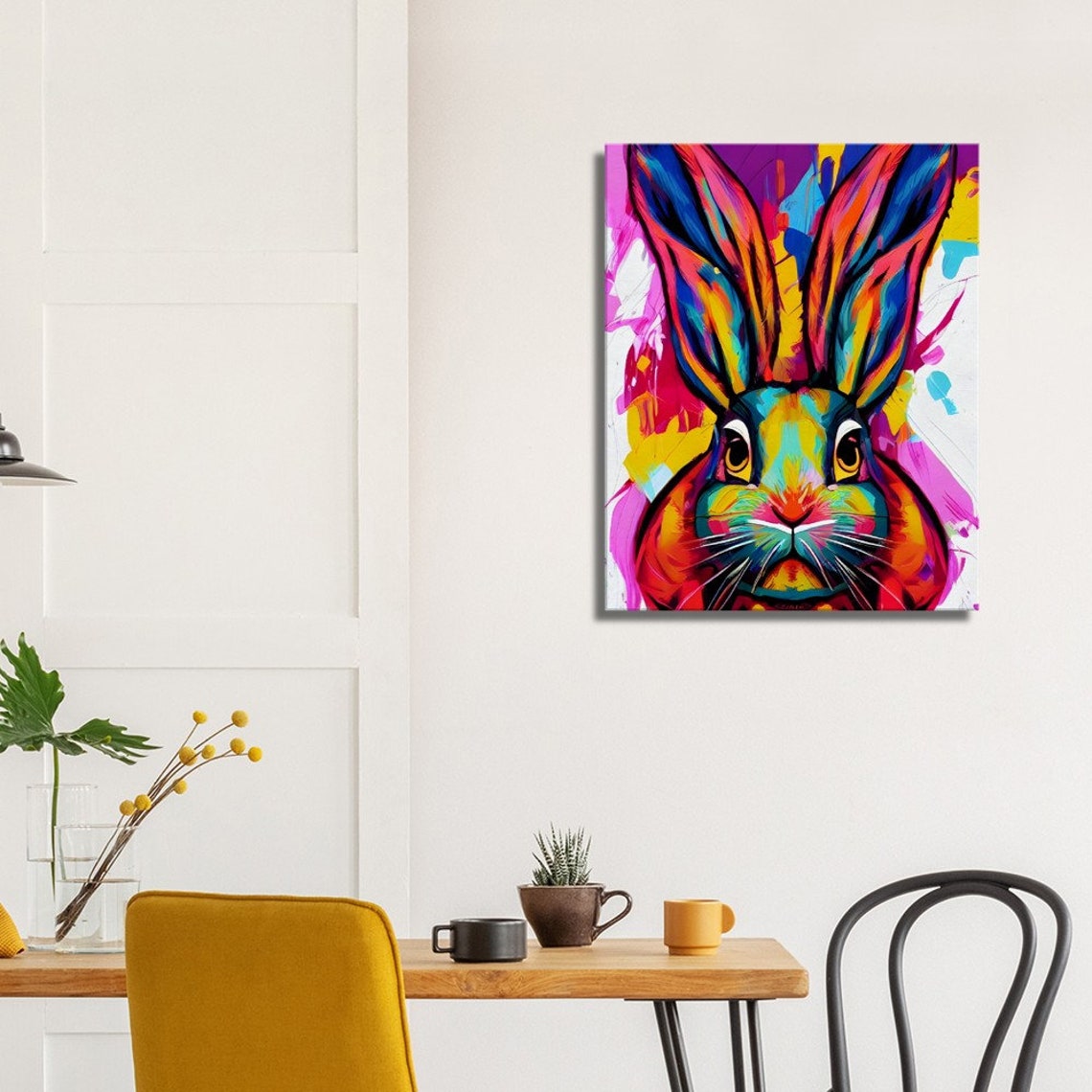 Colorful Pop Art Rabbit Portrait Neon Bold Animal Art Poster - Image 3