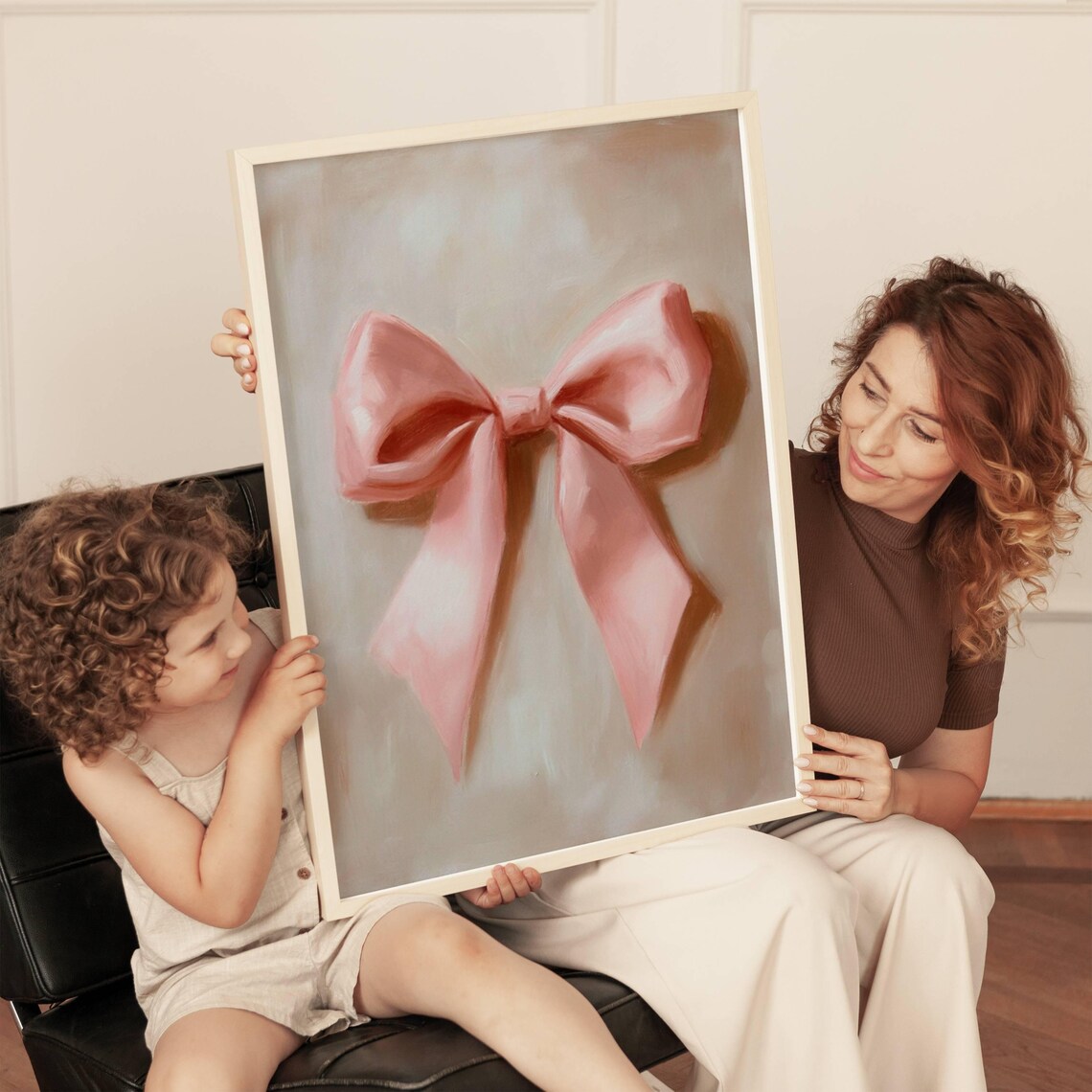 Pink Satin Bow Painting Coquette Nursery Wall Decor Art Poster - Image 3