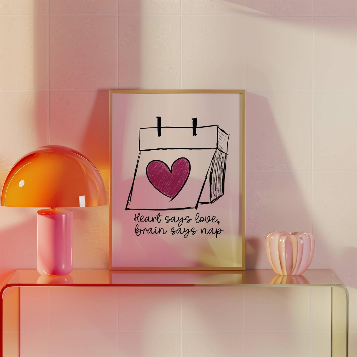 Typography Poster Cute Love Quote Art Feminine Decor Bedroom Wall Art Apartment Decor Gift To A Friend Trendy Pink Heart Quote Wall Art Gift - Image 2