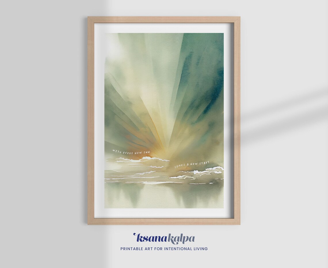 Every New Sunrise New Start Golden Sunbeam Watercolor Poster