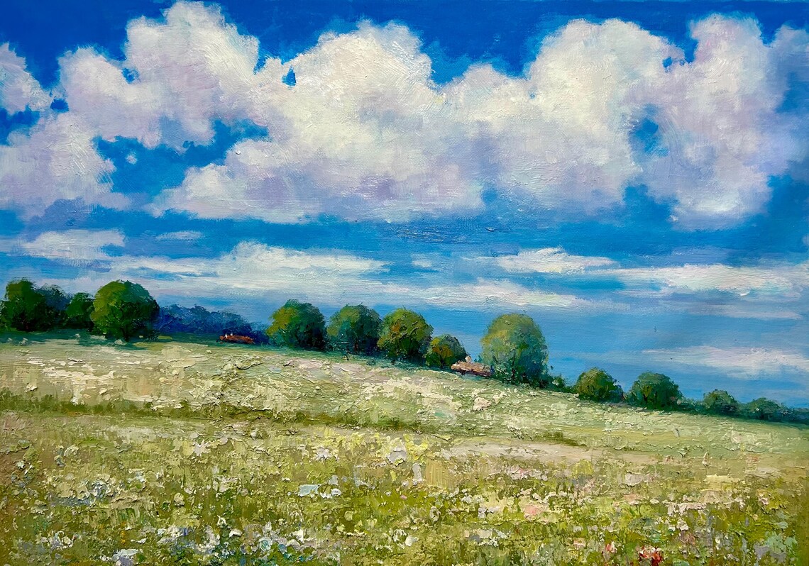 Colorful Flowers in the Field, Oil-Painting-Style Art Print - Image 4