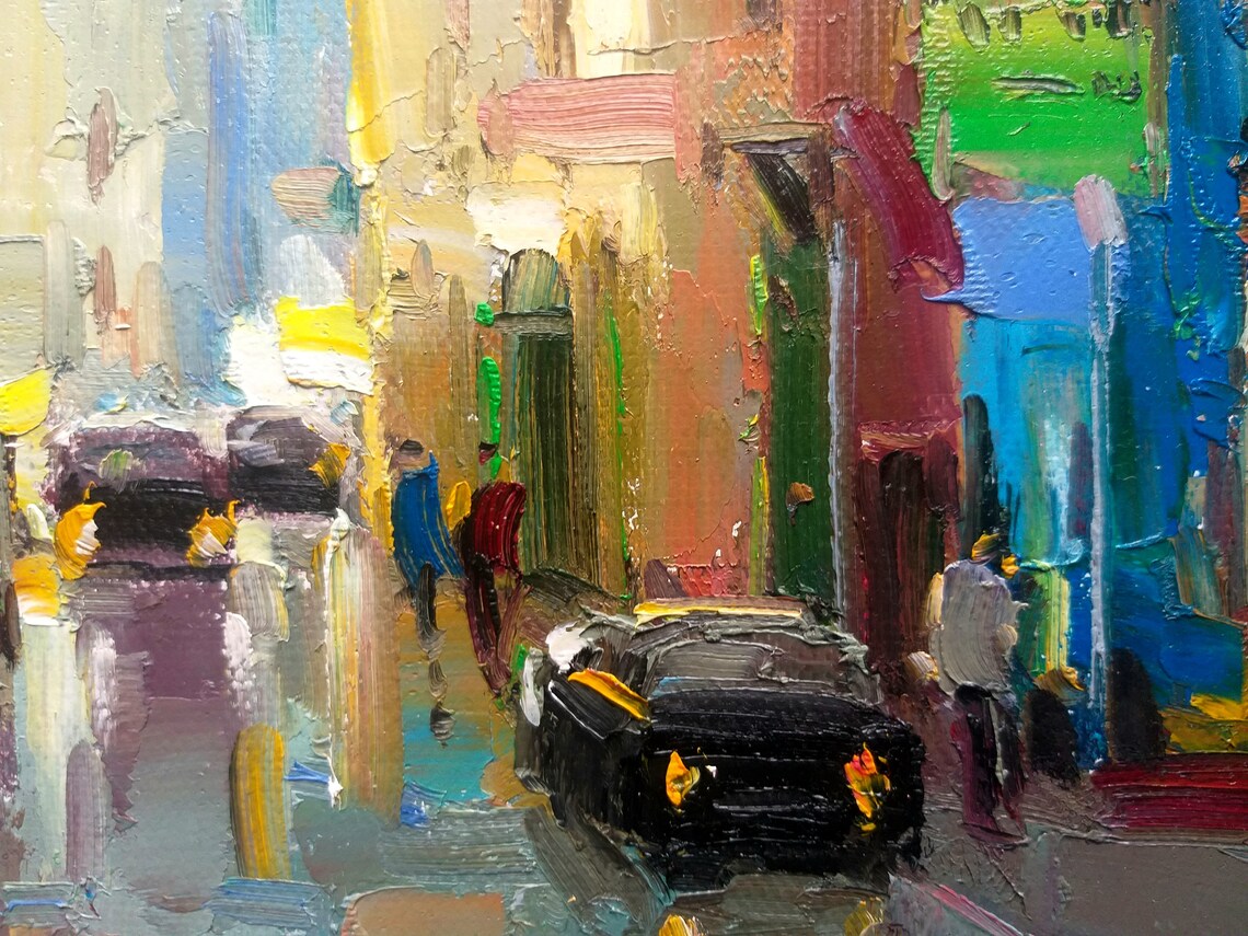 Rainy City Street Daytime Cars Wet Pavement Urban Scene Poster - Image 2