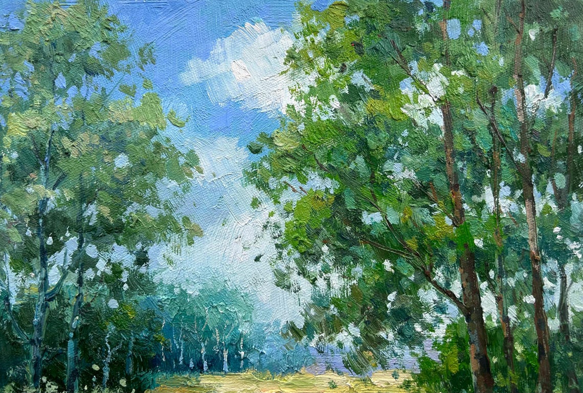 Forest Path Along Blue Pond With Wildflowers Summer Landscape Poster - Image 4