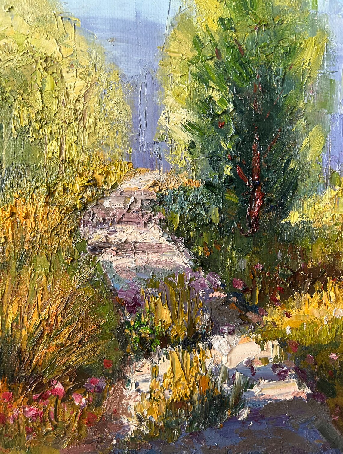Summer Country Path Green Trees Wildflower Meadow Landscape Poster - Image 2