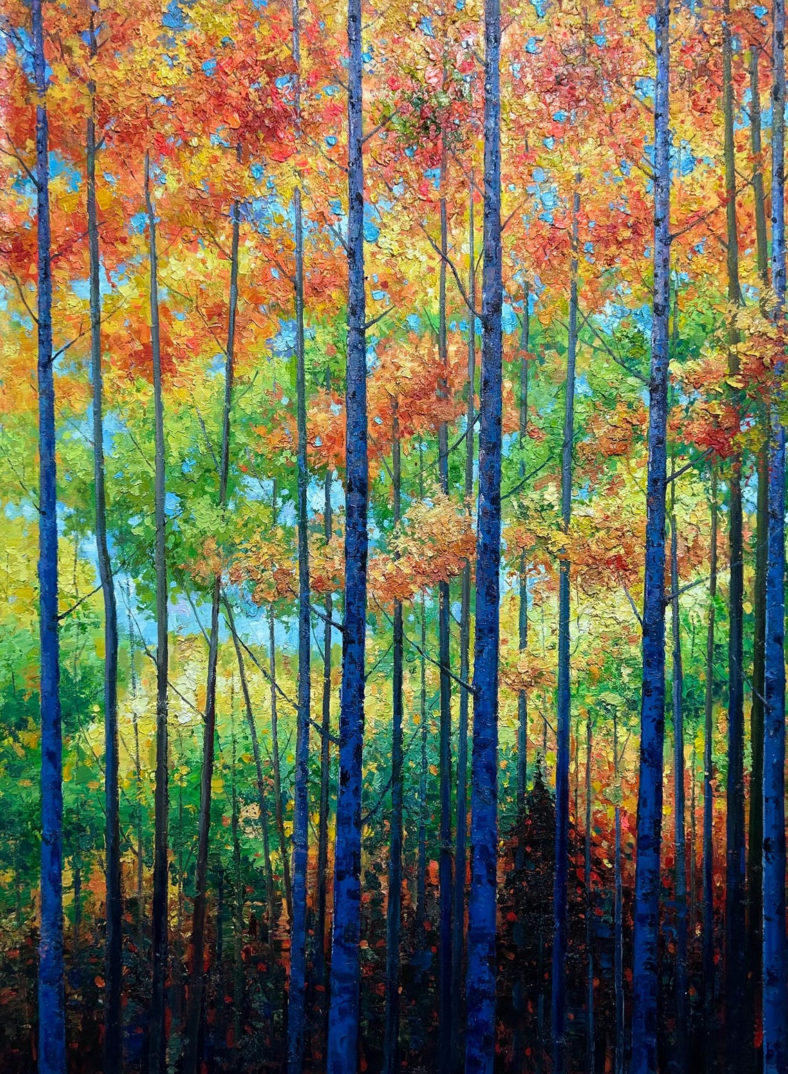 Autumn Birch Forest Oil Painting Original Oil Painting Landscape Living Room Wall Art Decoration Oil Painting Art - Image 5