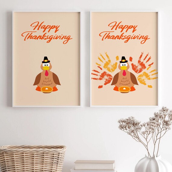 Thanksgiving Children Handprint Craft Grandma And Grandpa Gift Diy Baby Handprint Autumn Baby Gift Idea Cute