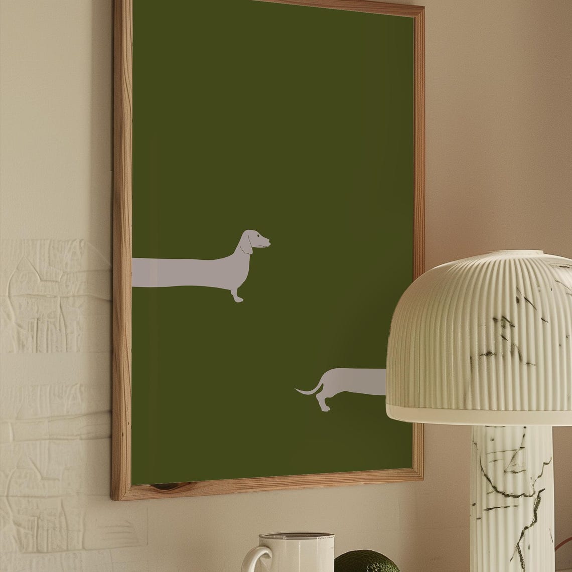 Minimalist Dachshund Silhouette Dark Green Modern Dog Breed Art Poster