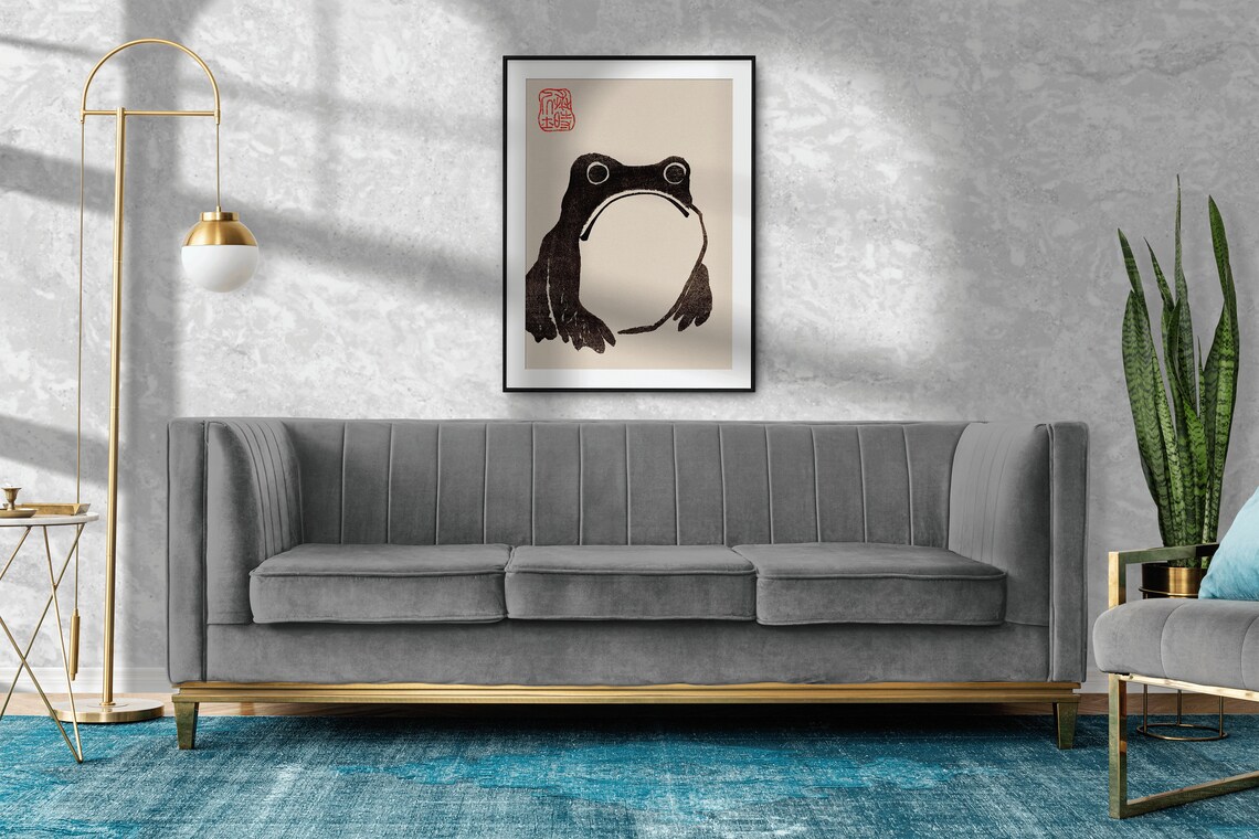 Japanese Frog Wabi Sabi Poster Print, Vintage Style - Image 3