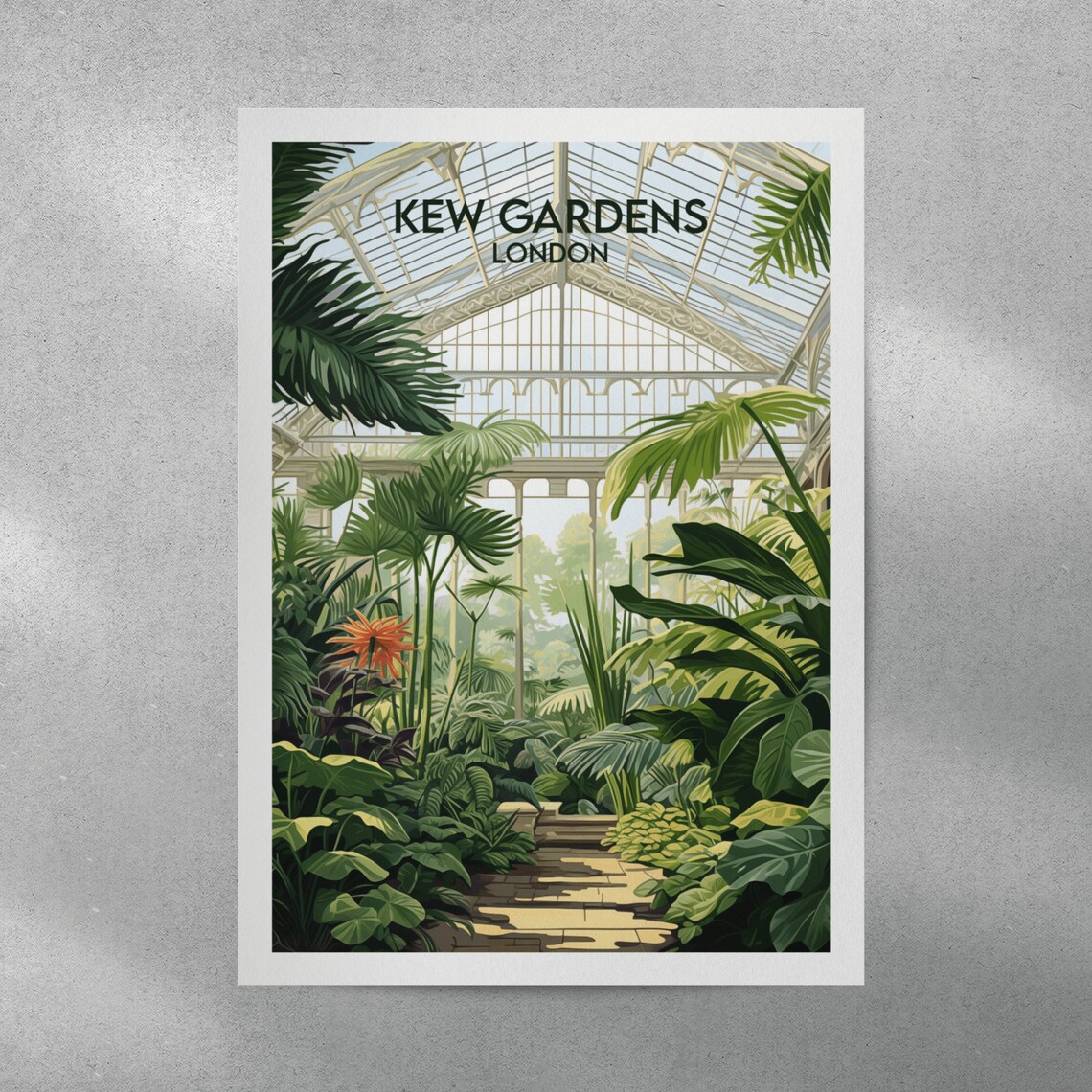 Kew Gardens London Palm House Greenhouse Botanical Travel Poster - Image 4