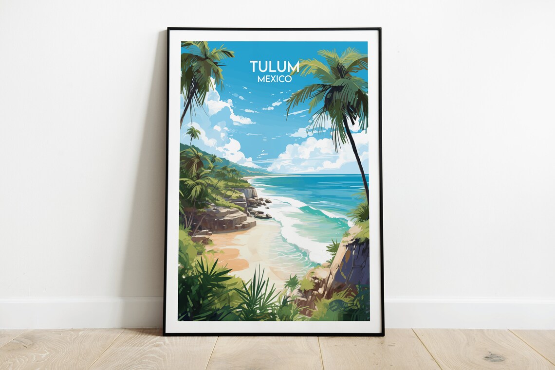 Tulum Travel Poster, Mexico Custom Personalised Gift