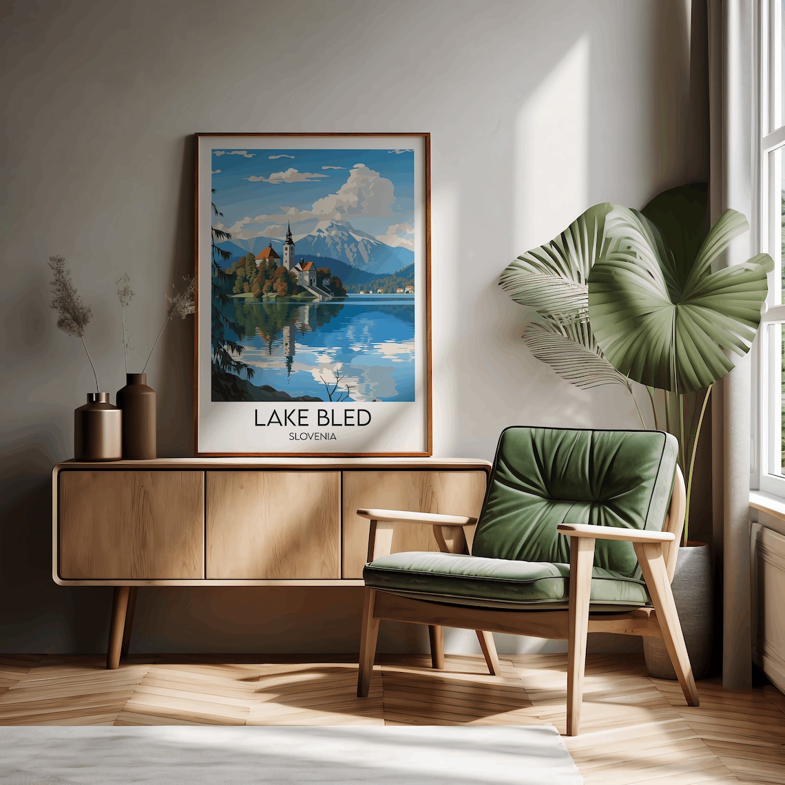 Lake Bled Travel Poster, Slovenia Custom Personalised - Image 2