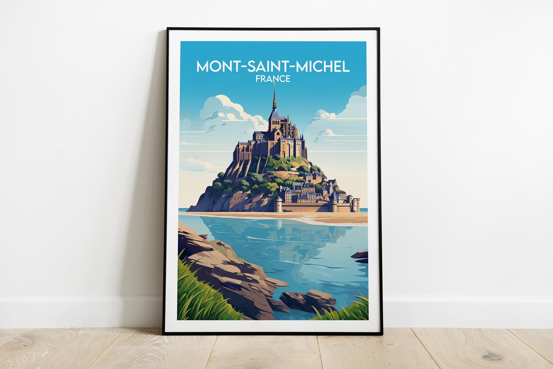 Mont Saint Michel France Tidal Island Abbey Landmark Travel Poster