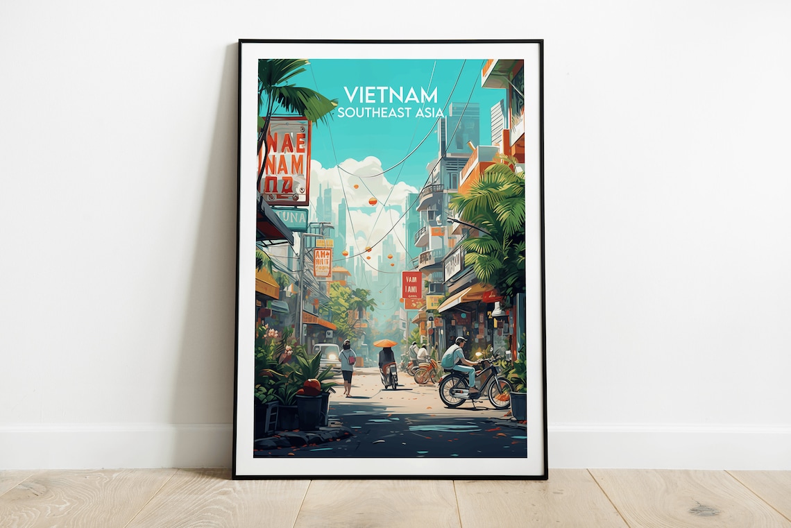 Vietnam Travel Poster, Southeast Asia Travel Print