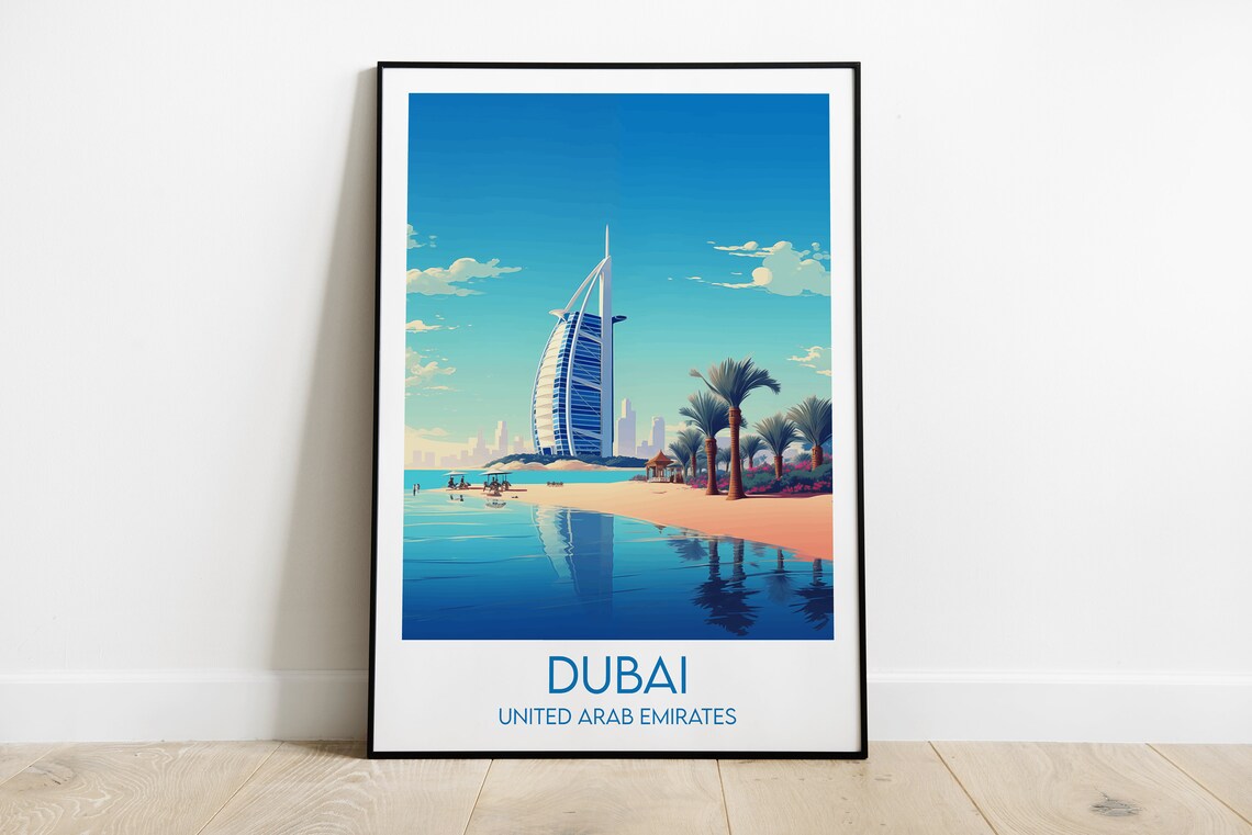 Dubai Travel Poster, United Arab Emirates Custom Print