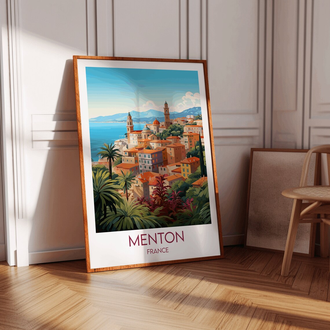 Menton France French Riviera Coastal Town Vintage Style Travel Poster - Image 3