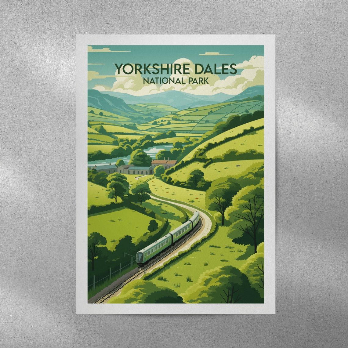 Yorkshire Dales National Park Countryside Train Vista Travel Poster - Image 5