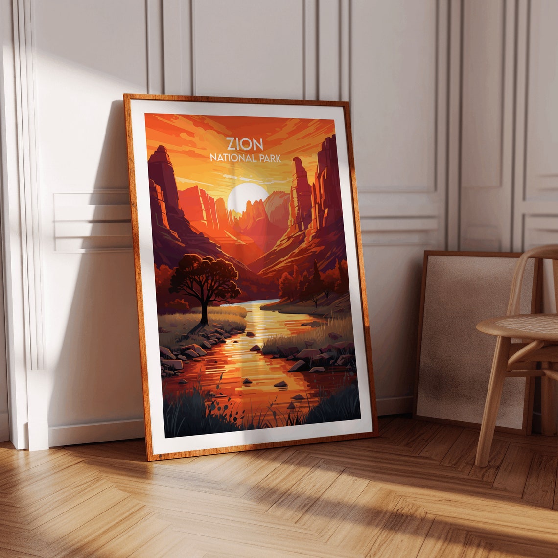 Zion National Park Sunset Canyon River Vintage Travel Art Poster - Image 4
