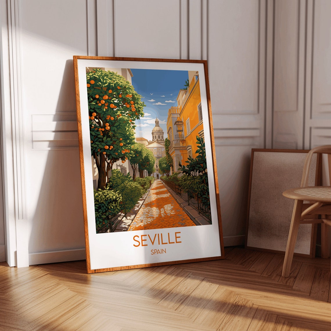 Seville Spain Orange Trees Garden Path Old Town Travel Poster - Image 4