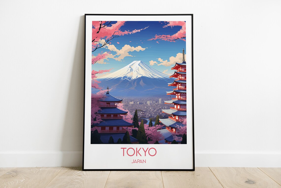 Tokyo Travel Print, Japan Poster for Wedding Gift