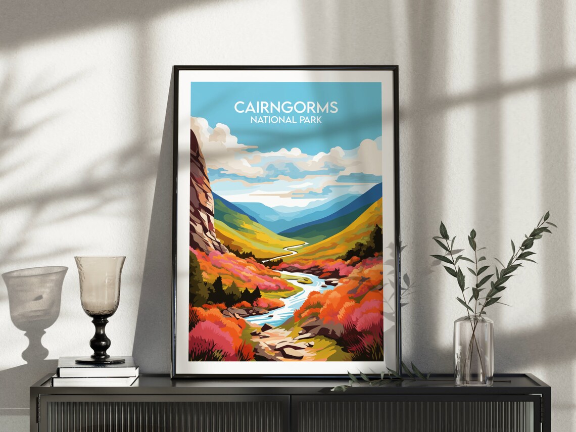 Cairngorms National Park Autumn Valley River Crag Vintage Travel Poster - Image 3