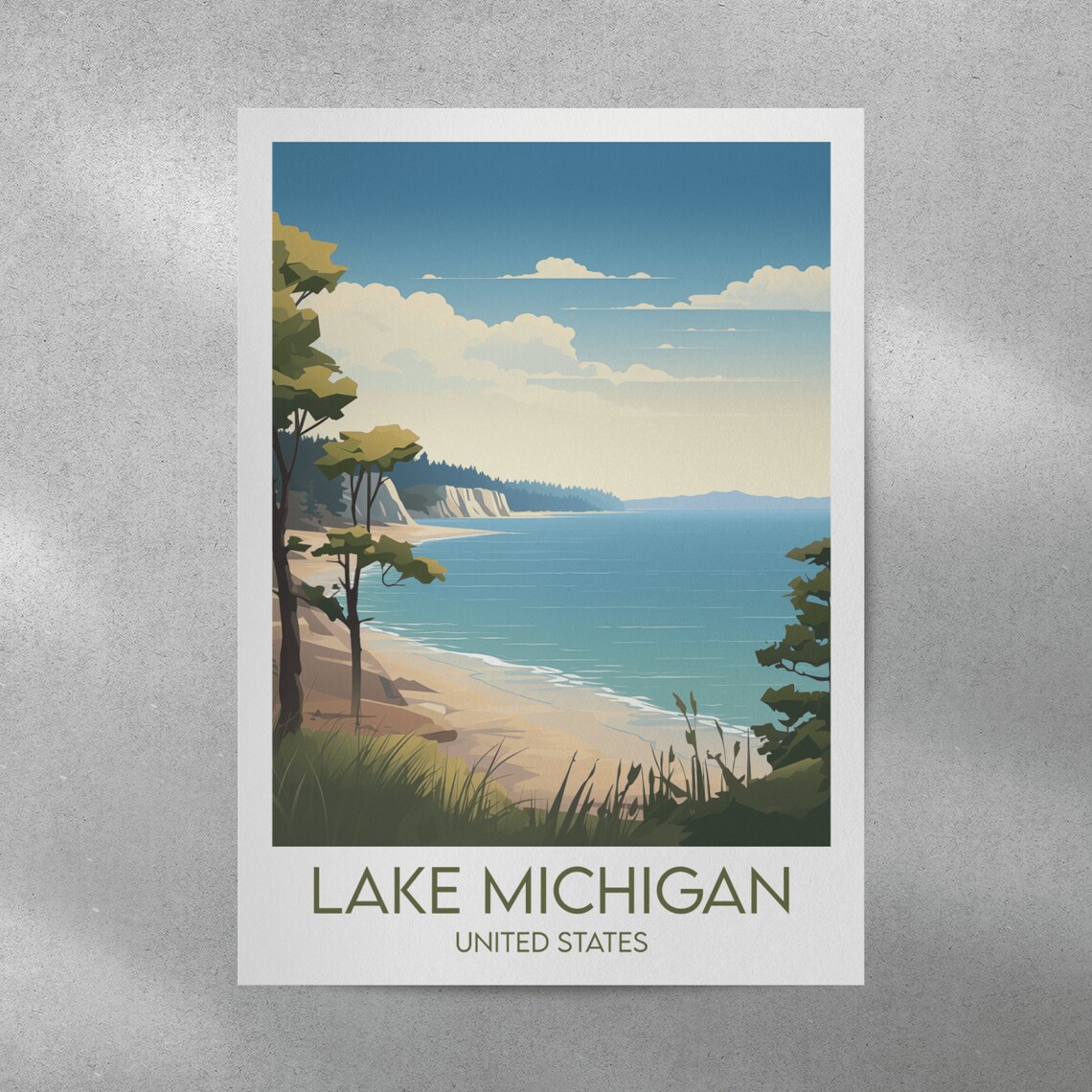Lake Michigan Sandy Shoreline Vintage American Travel Poster - Image 3
