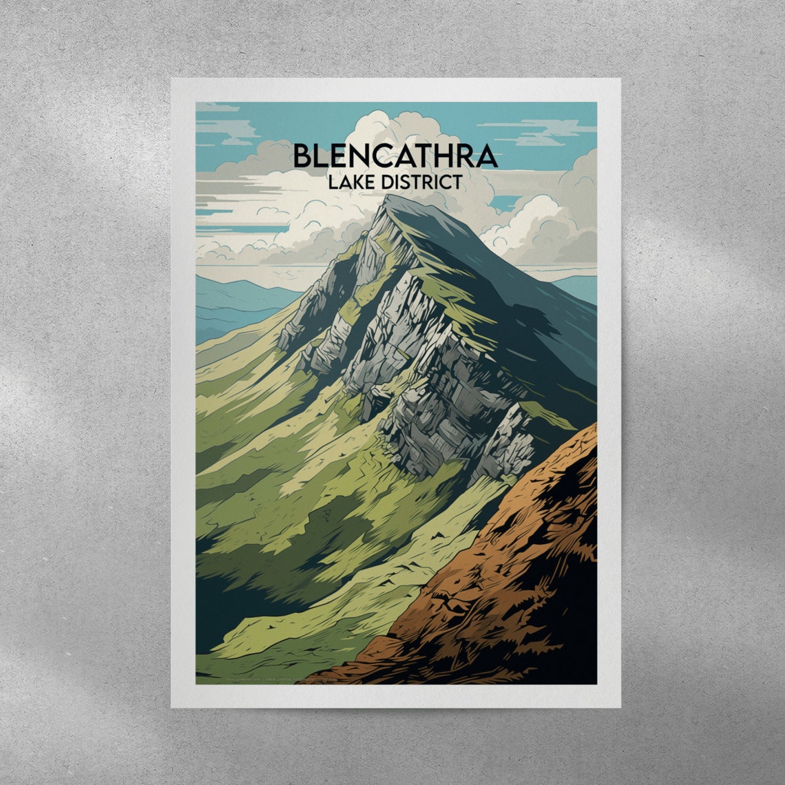 Blencathra Lake District England Vintage Mountain Peak Travel Poster - Image 4