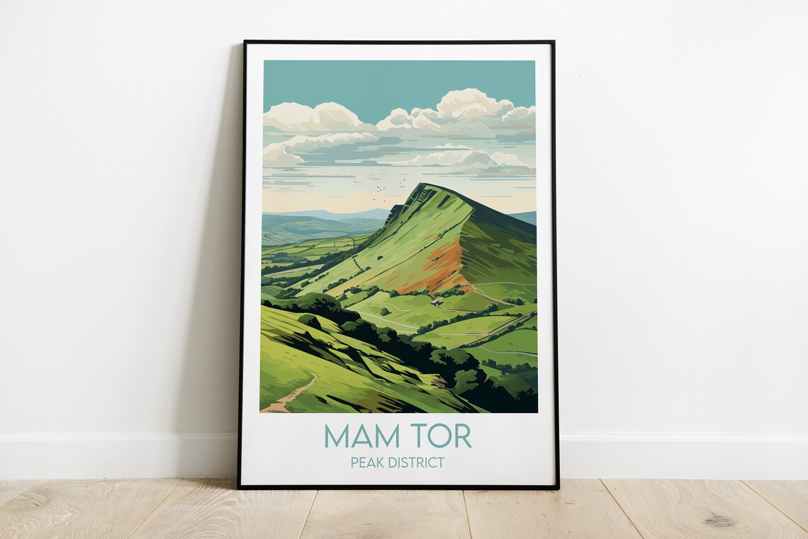 Mam Tor Travel Poster, Peak District Custom Personalised