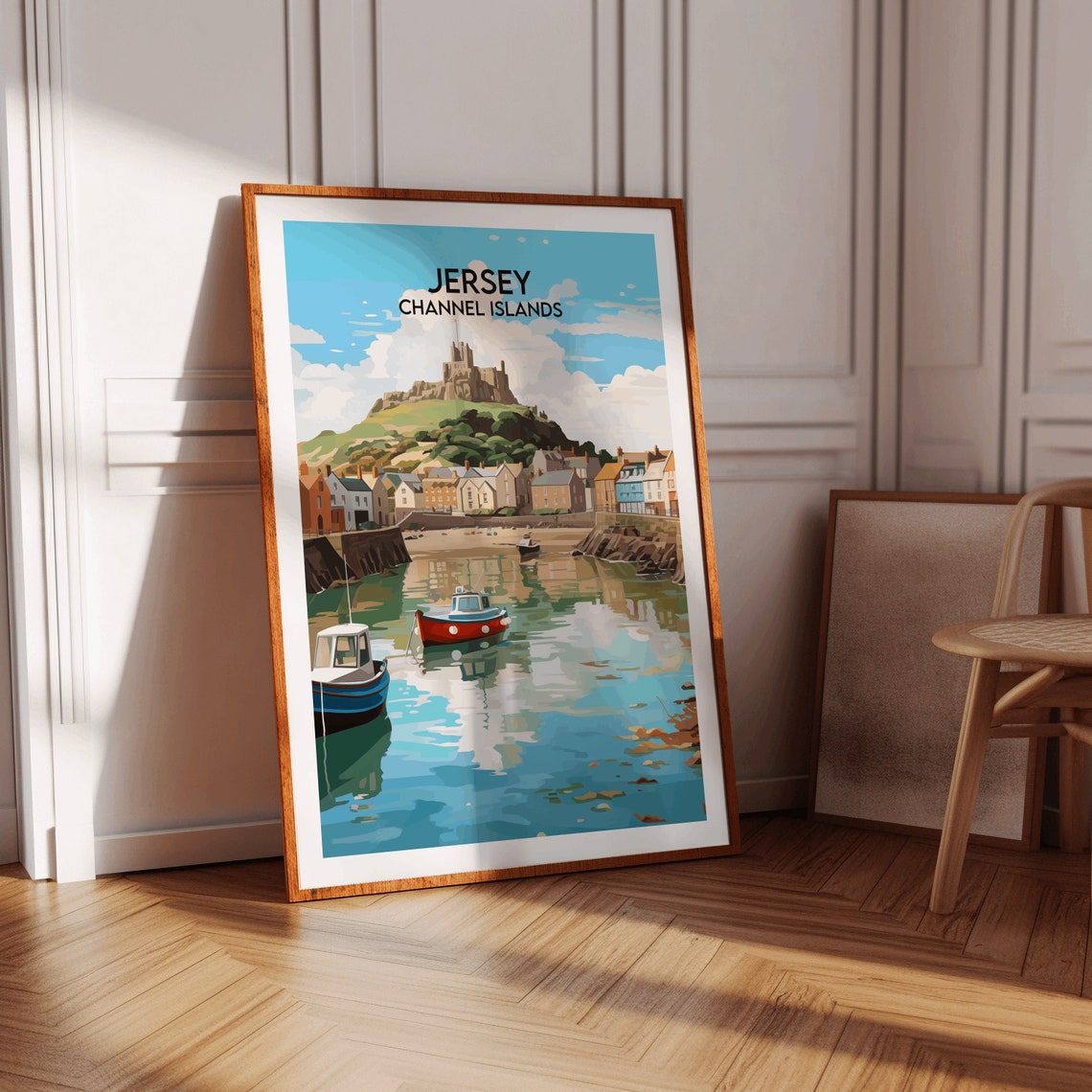 Jersey Channel Islands Harbor Boats Castle Hill Travel Wall Art - Image 2