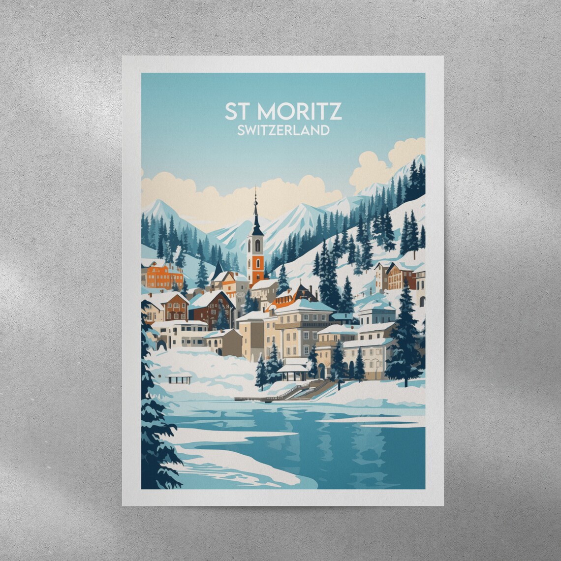 St Moritz Ski Travel Poster, Switzerland Custom Personalised - Image 5