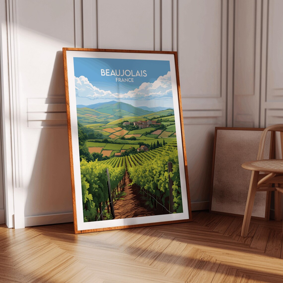 Beaujolais France Vineyard Hills Wine Country Travel Art Poster - Image 3