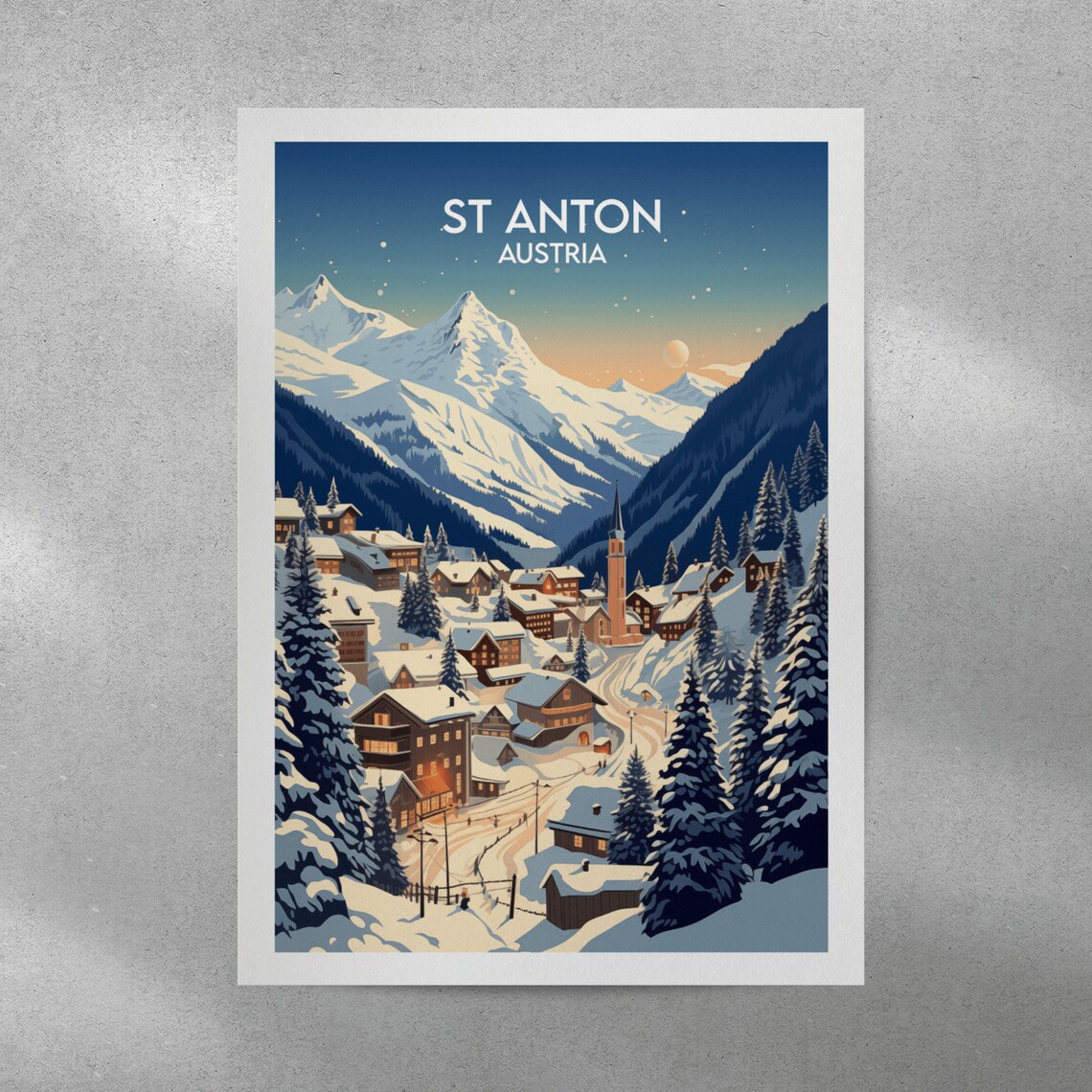 St Anton Ski Travel Poster, Austria Custom Gift - Image 4