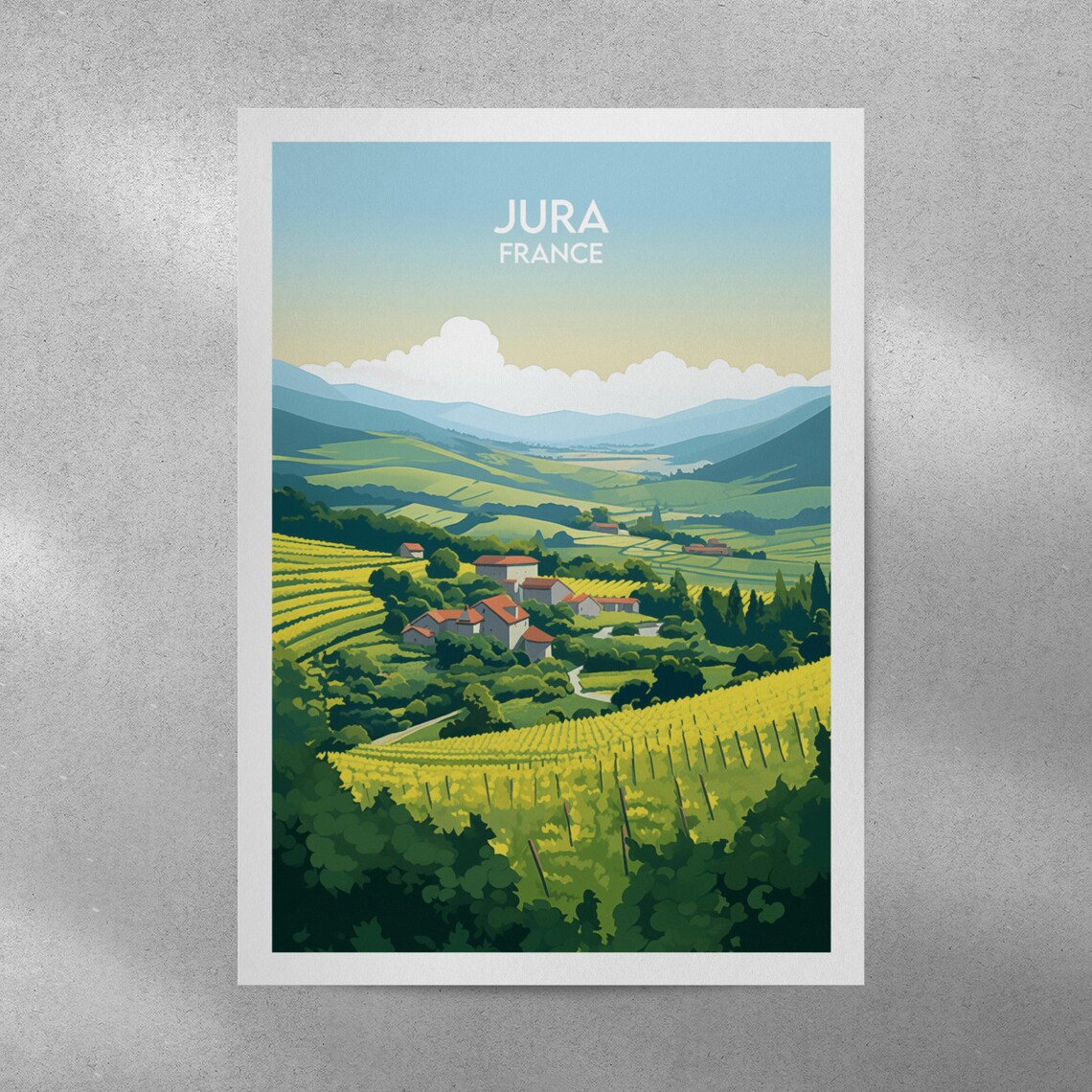 Jura France Vineyard Hills Valley Village Wine Country Poster - Image 4
