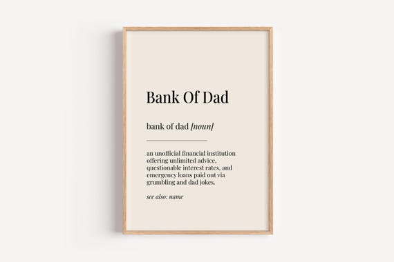 Bank Of Dad Definition Poster, Funny Gift For Him