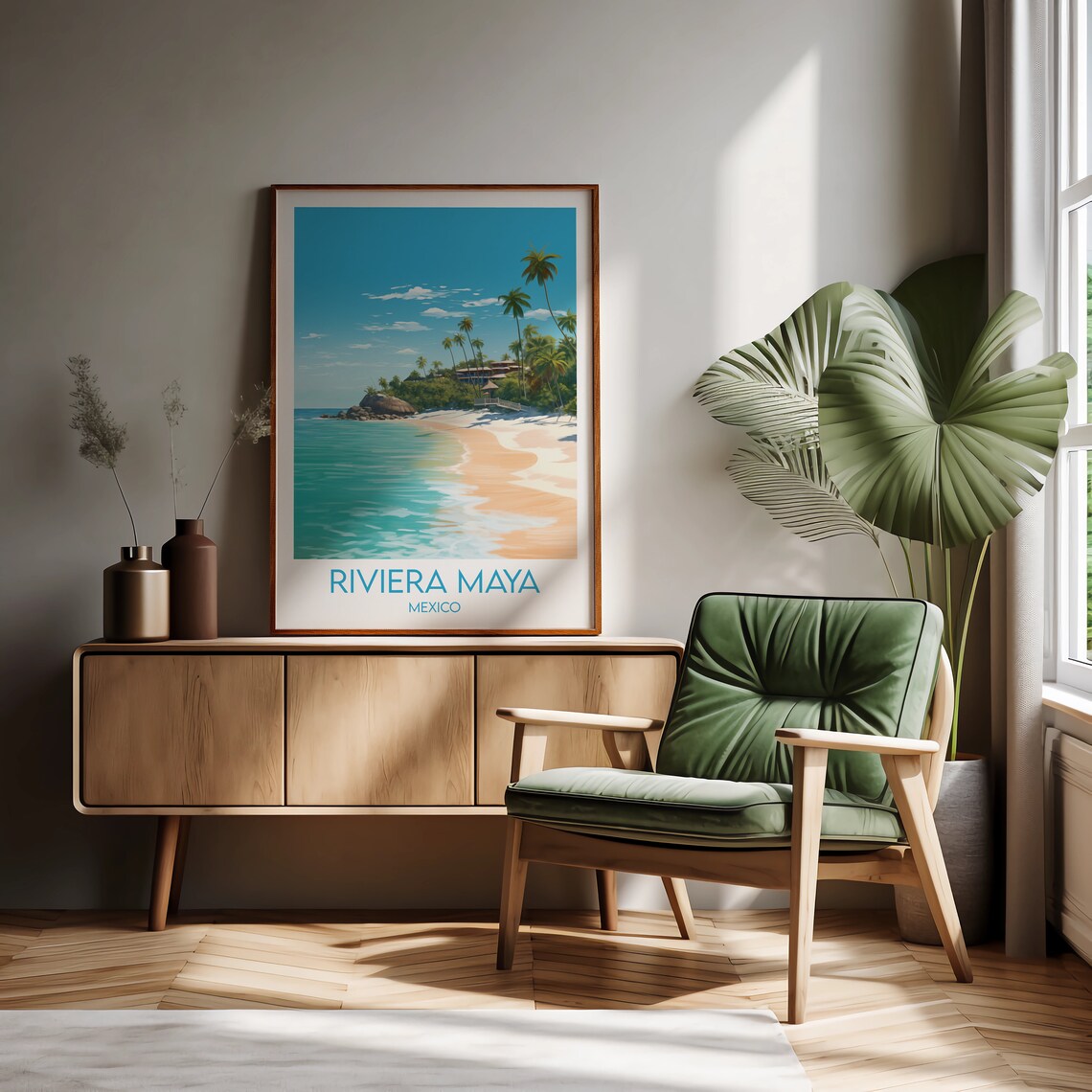 Riviera Maya Travel Poster, Cancun Mexico Custom - Image 2