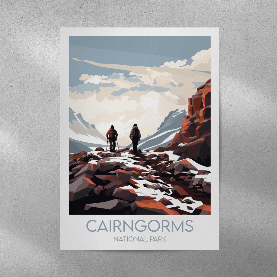 Cairngorms National Park Rocky Summit Hikers Snow Travel Poster - Image 3