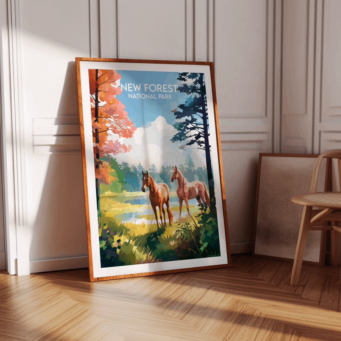 New Forest National Park Horses Meadow England Travel Poster - Image 2