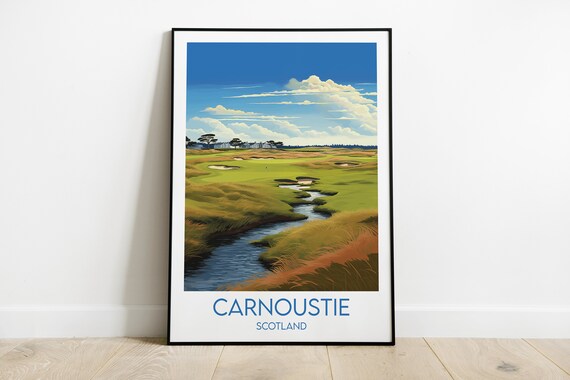 Carnoustie Golf Links Travel Print Scotland Poster Custom Personalised Wedding Birthday Gift